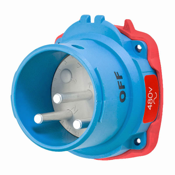 63-68042 - DSN60 INLET POLY BLUE SIZE 3 TYPE 4X IP 69 2P+G 60A 480 VAC 60 Hz NO AUX